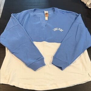 PINK Victoria's Secret Blue and White Sweater Top